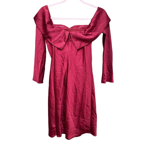 Abercrombie & Fitch Long Sleeve Off The Shoulder Satin Dress Size Small Tall - Picture 5 of 12